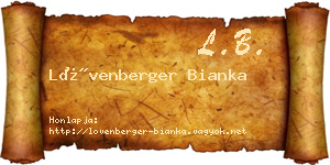 Lövenberger Bianka névjegykártya